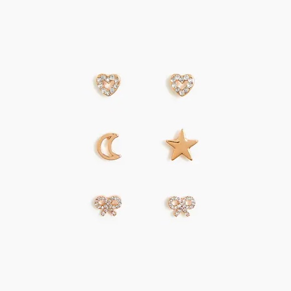 2/$25 J. Crew Girls Star and Moon Earring 3 Pack- NWT - Picture 1 of 1